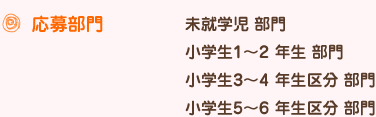 応募部門 未就学児 部門小学生1～2 年生 部門小学生3～4 年生区分 部門小学生5～6 年生区分 部門